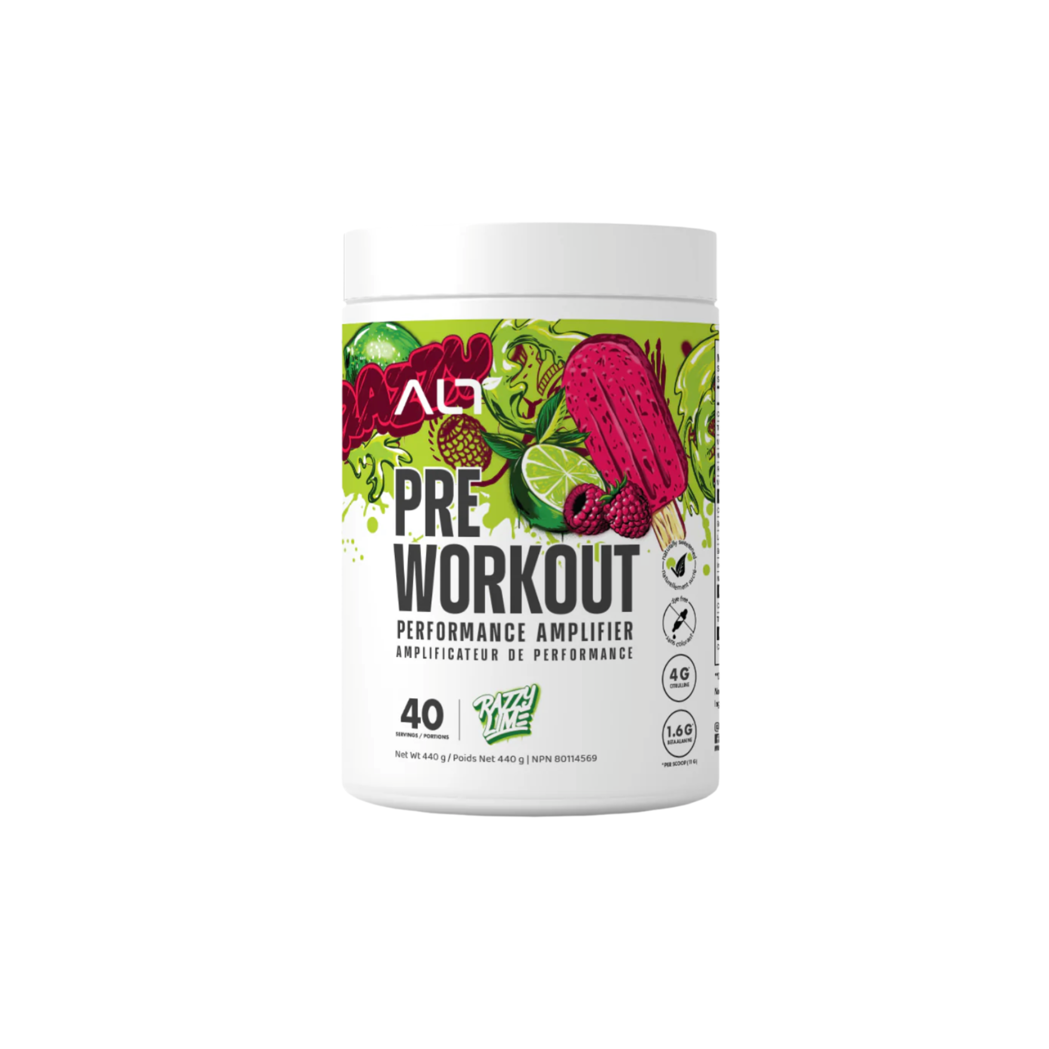 ALT Pre Workout Razzy Lime, 40 Servings