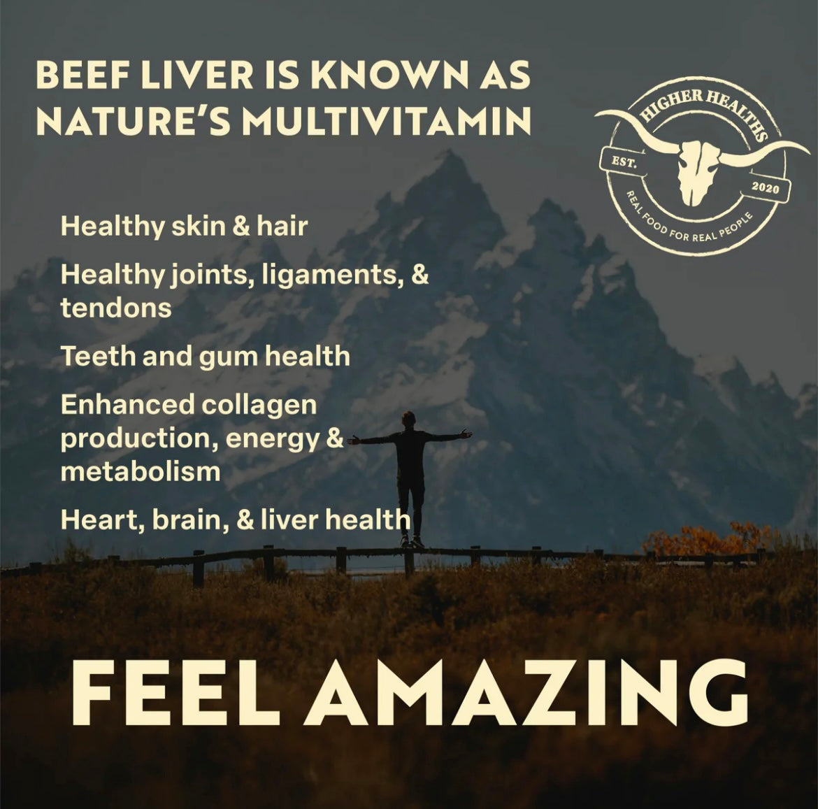 Higher Healths Beef Liver - Nature’s Multivitamin Bag, 180 capsules