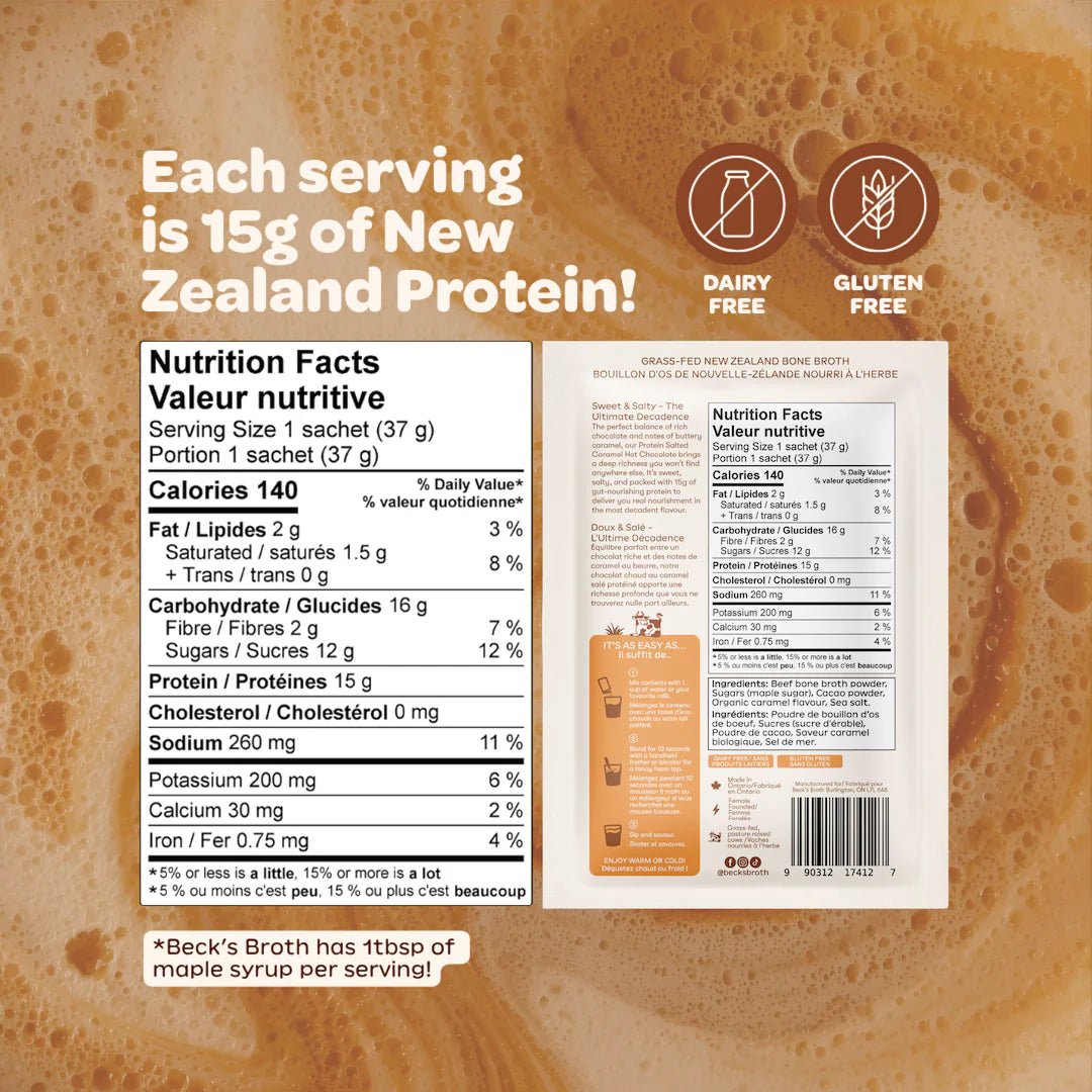 Beck's Broth container with clear label, showcasing the product's packaging and branding for flavorful cooking.
