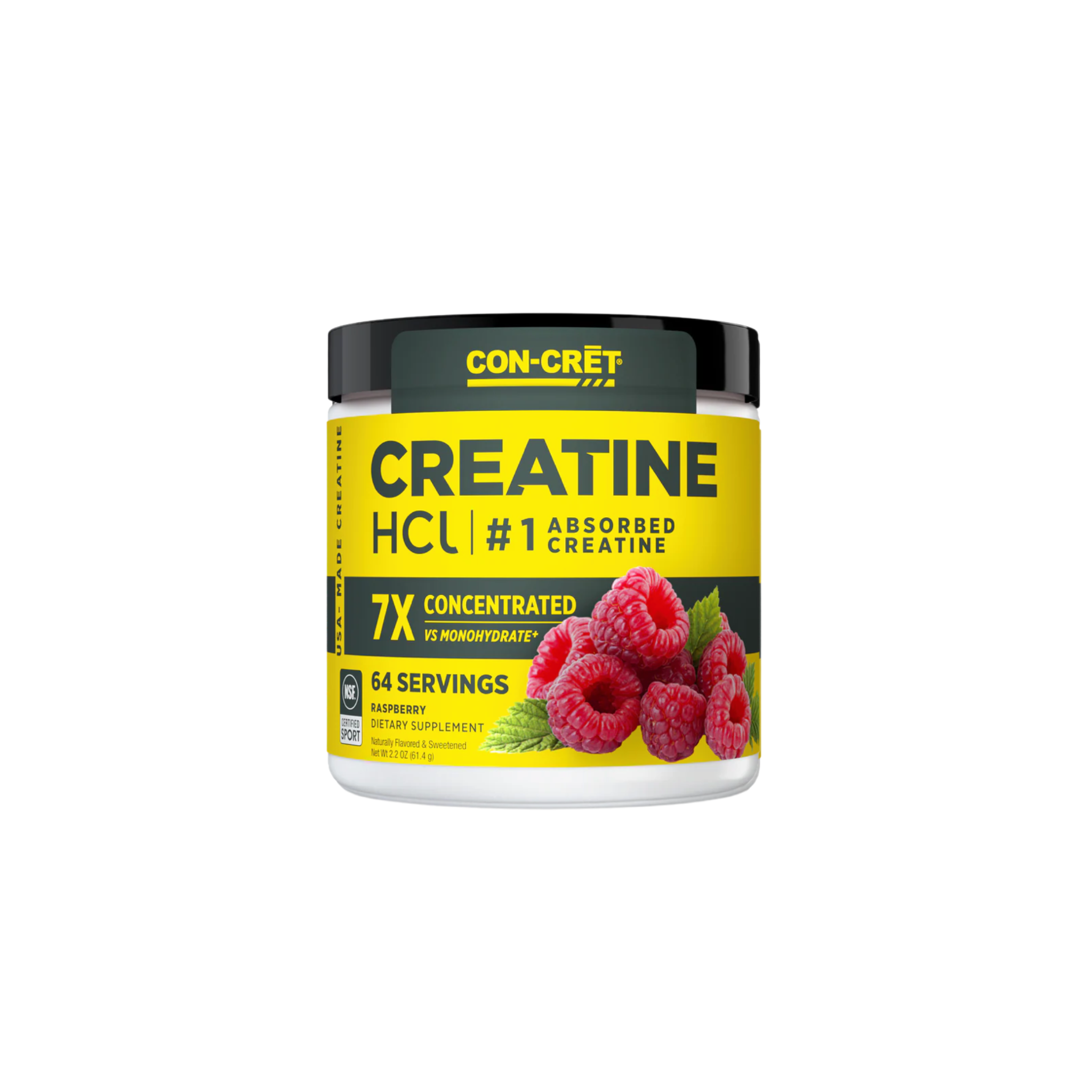 CON-CRET Creatine HCL Powder - Raspberry, 64 Servings