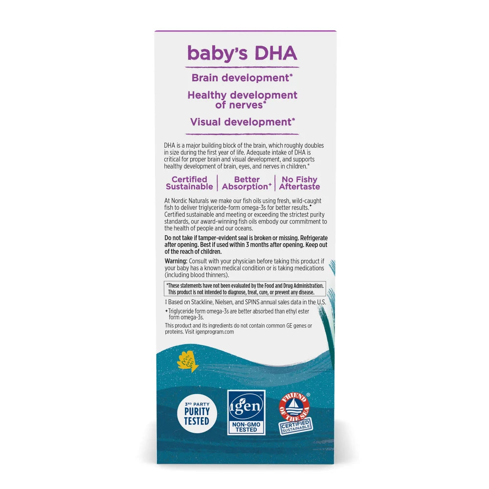 Nordic Naturals Baby's DHA 1050mg Liquid - Premium Omega-3 for Infant Brain Development