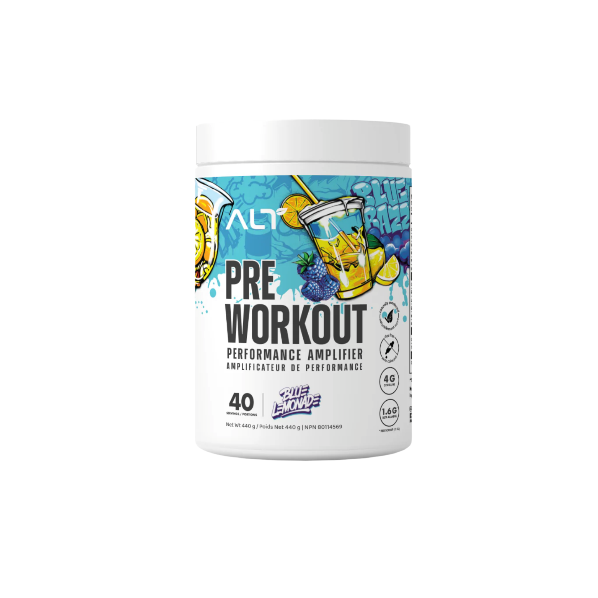 ALT Pre-workout Blue Raspberry Lemonade, 40 Servings