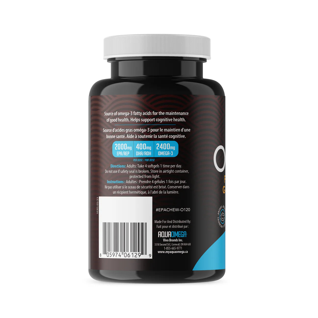 Aqua Omega High EPA Omega-3 - 120 Chewable Softgels - Orange Flavoured