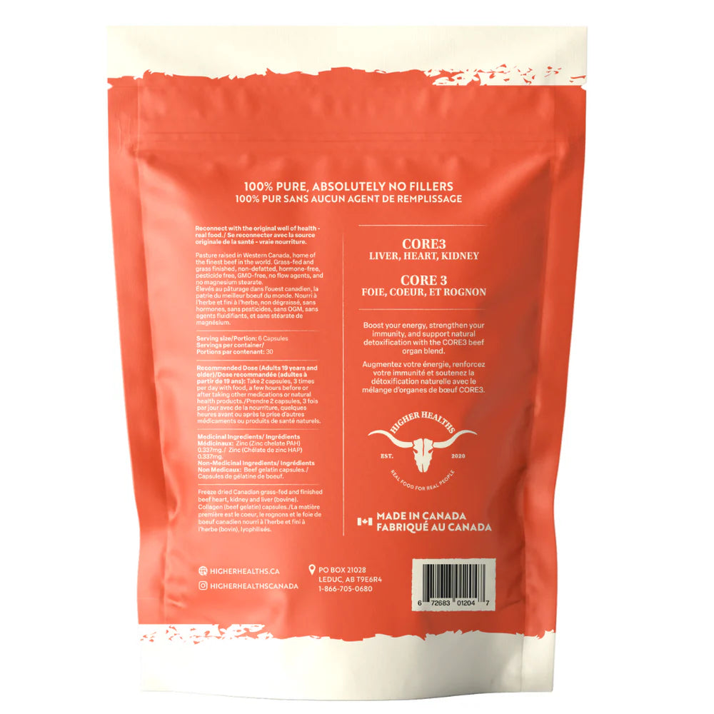 Higher Healths CORE3 Beef Organ Complex (Bag) - Liver, Heart & Kidney Capsules