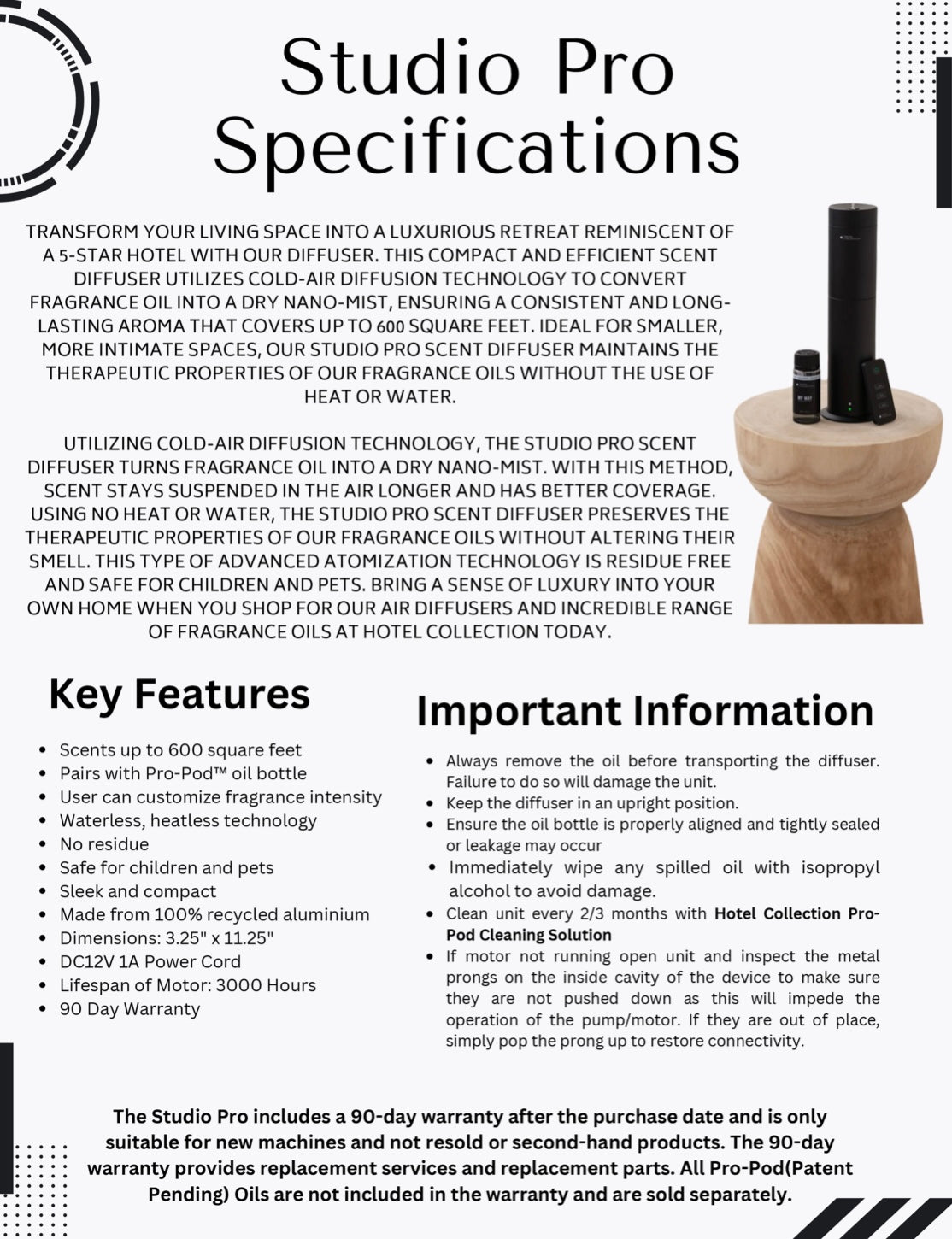 Hotel Collection Studio Pro Scent Diffuser - Black