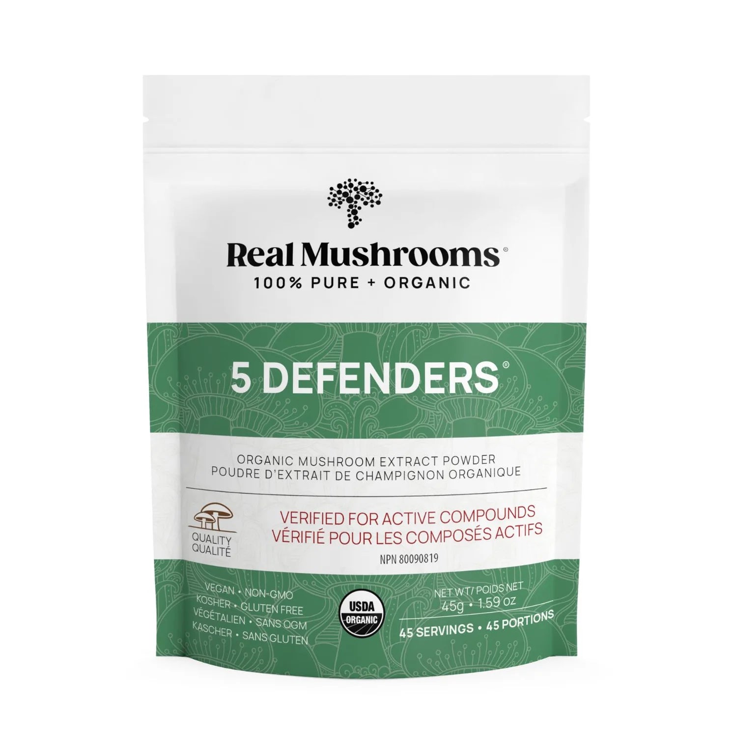 Real Mushrooms 5 Defenders® Organic Mushroom Complex Powder (45g)