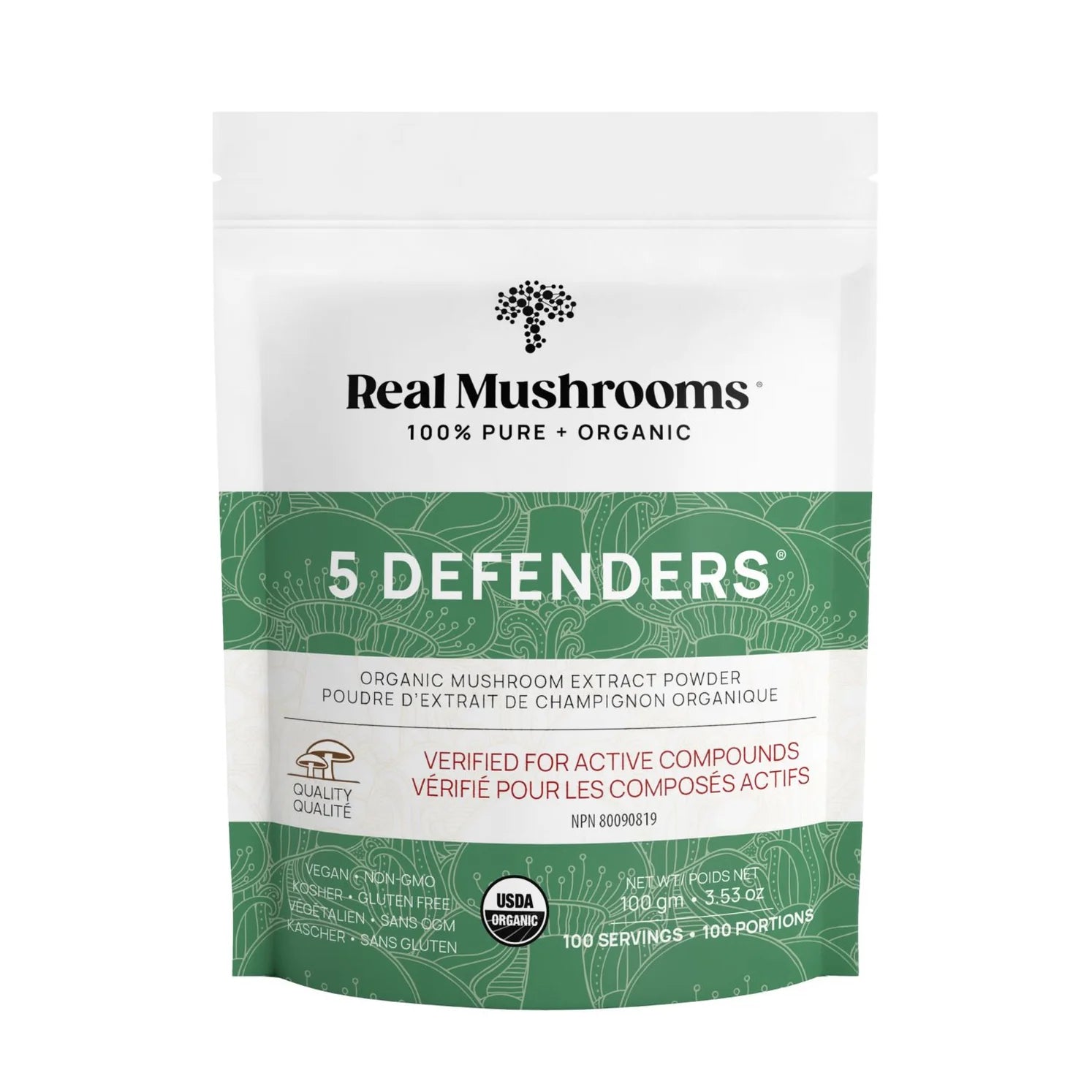 Real Mushrooms 5 Defenders® Organic Mushroom Complex Powder (100g)