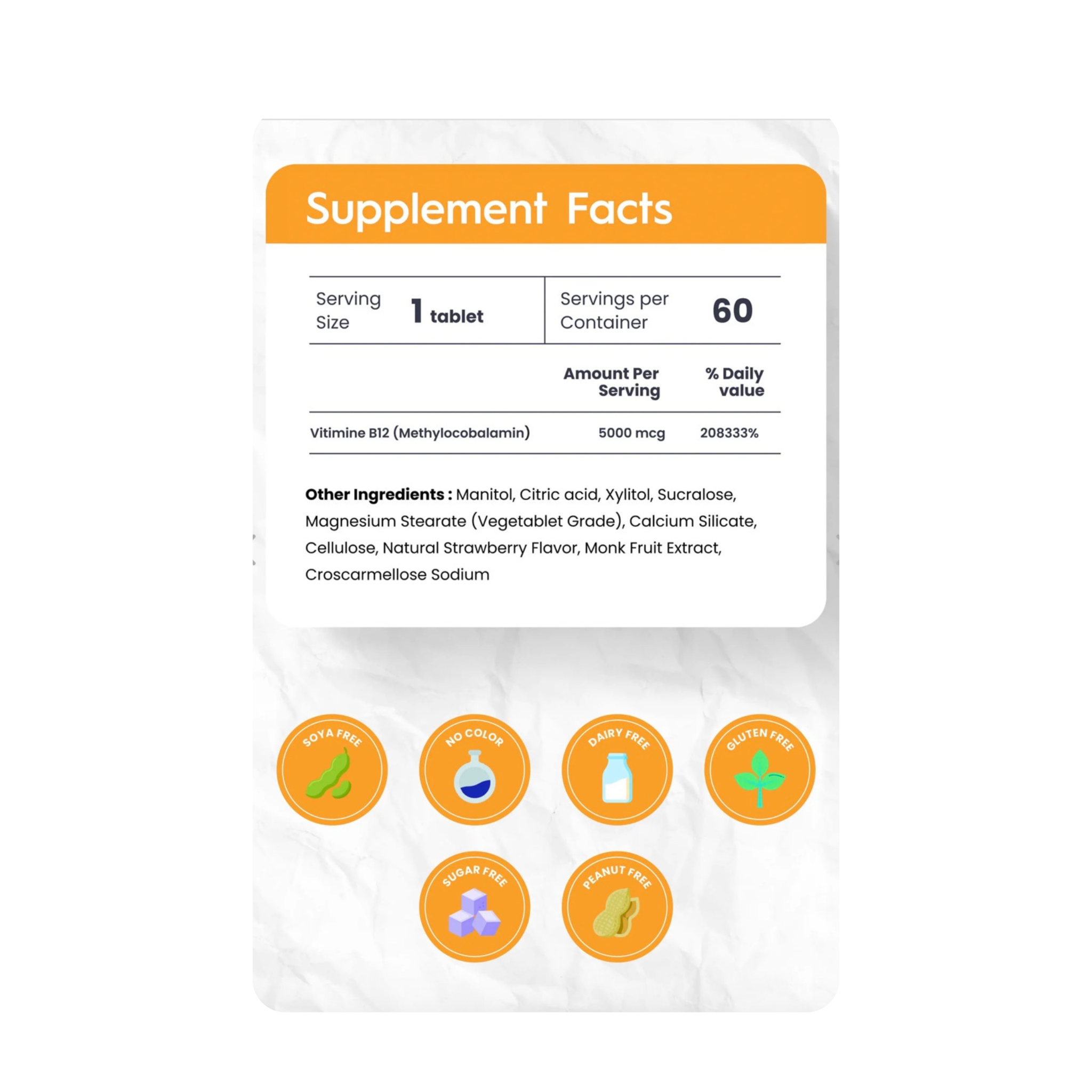 Nutra Meltz Vitamin B12 Max 5000 mcg Fast-Dissolve Tablets