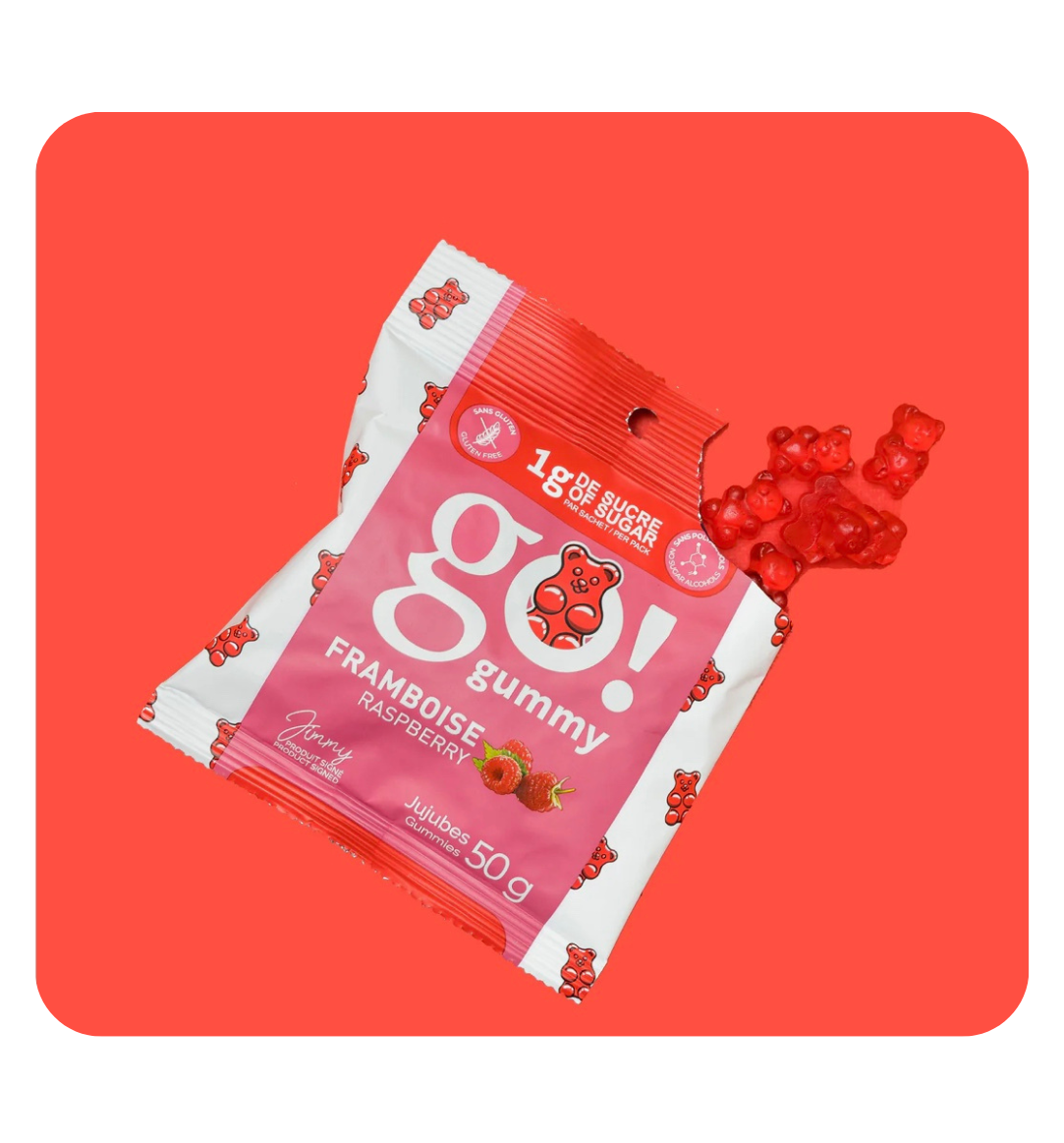 Colorful Go! Gummy candies in various shapes and flavors, arranged in a playful display, showcasing the vibrant gummy treats.