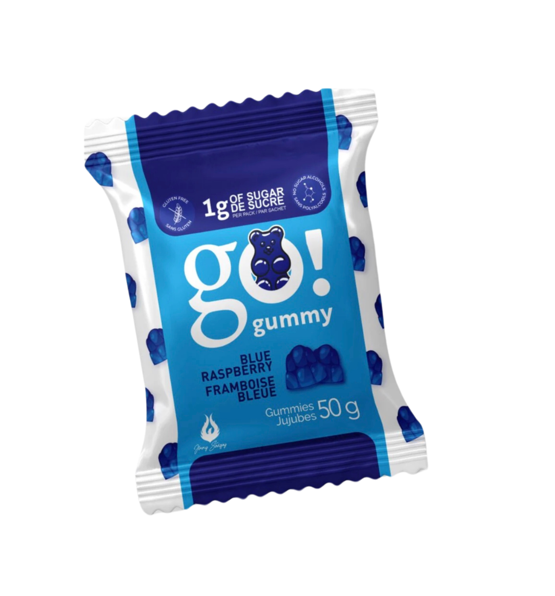 Colorful Go! Gummy candies in various shapes and flavors, showcasing the vibrant assortment of the Go! Gummy brand.