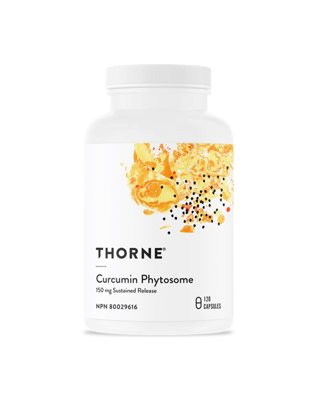 Thorne Meriva-SF sustained release curcumin phytosome supplement bottle for joint support and inflammation relief.