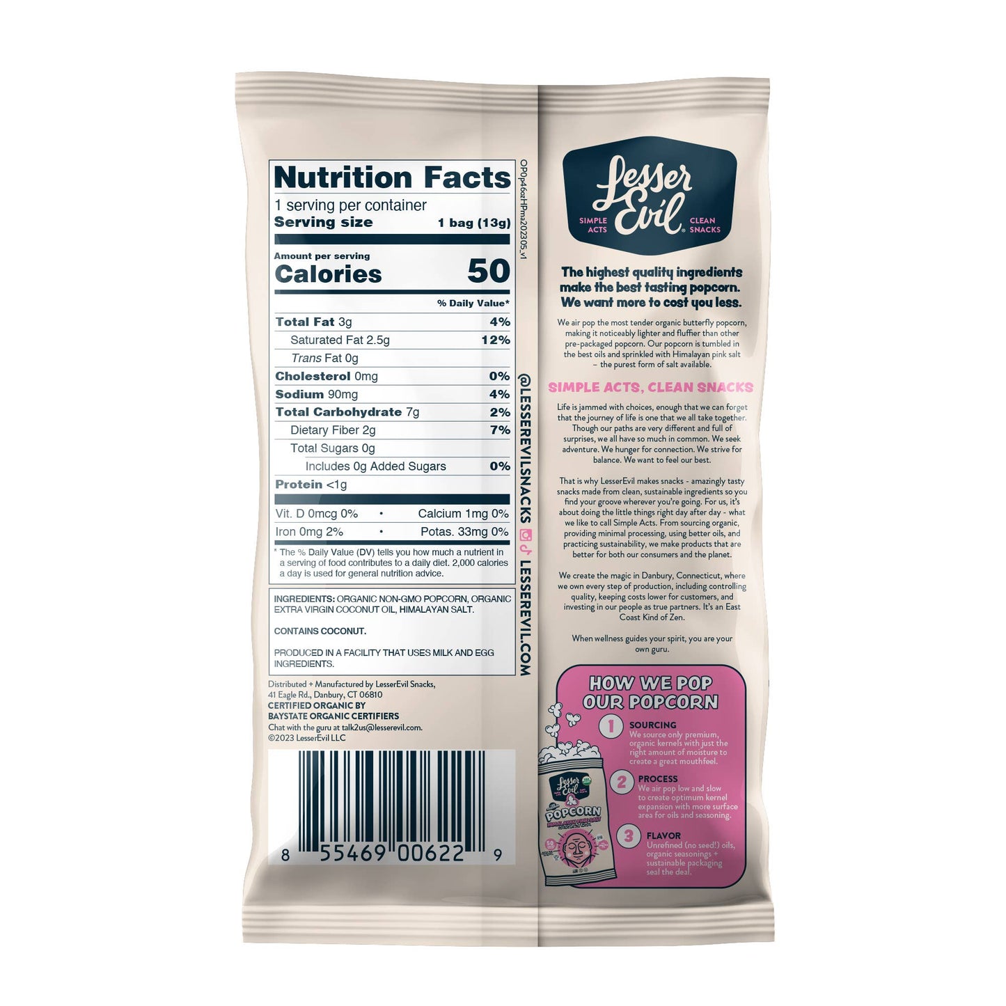 Organic Popcorn, Himalayan Pink .46 oz - 96 pack