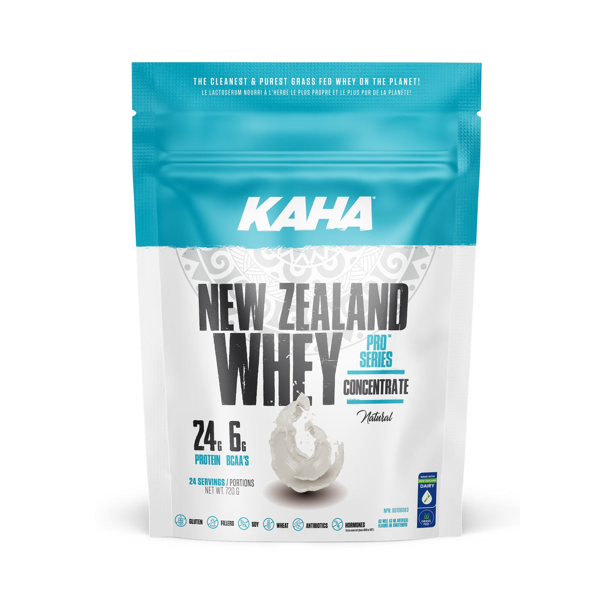 KAHA New Zealand Whey Concentrate - Natural 720g - Front of package