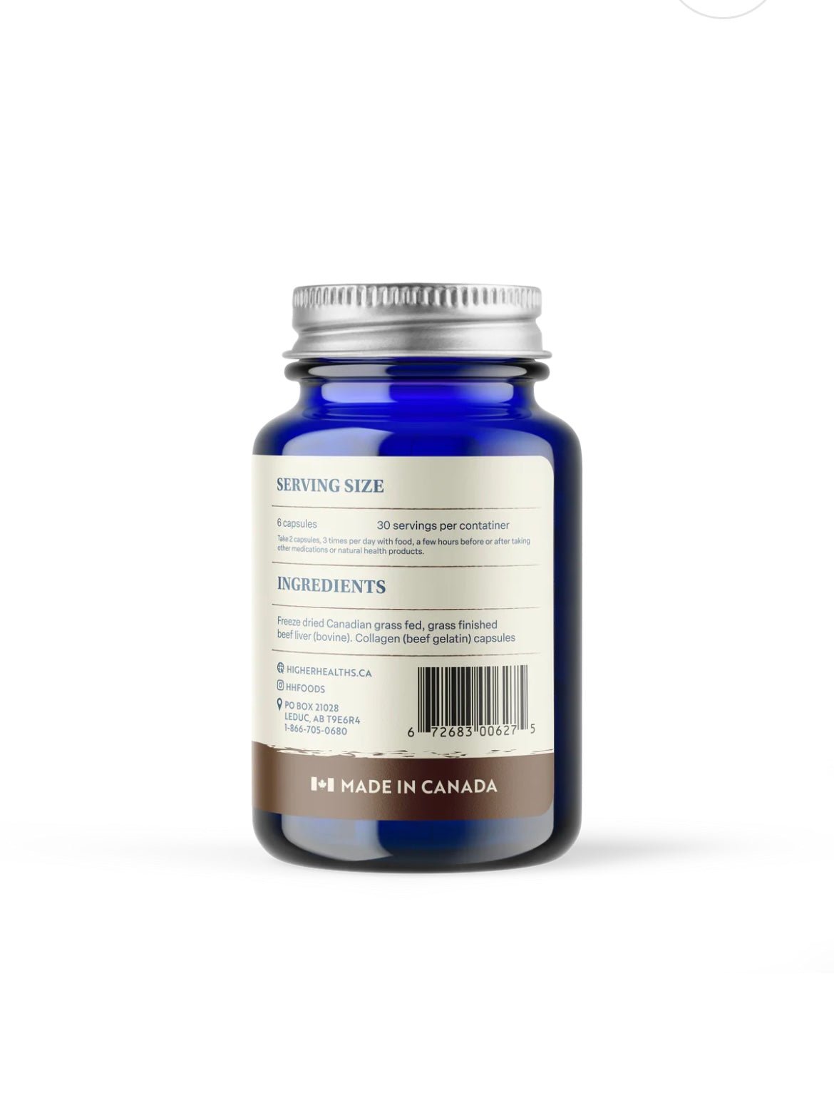 Higher Healths Beef Liver - Nature’s Multivitamin Glass Bottle, 180 capsules