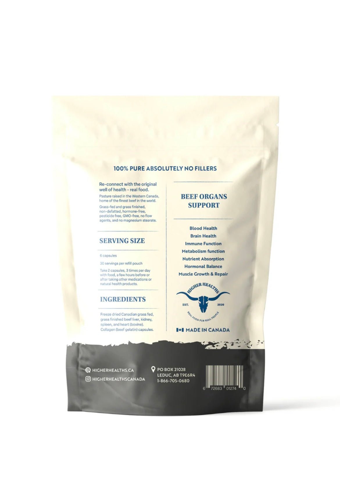 Higher Healths Beef Organs - The Everything Capsule, Bag 180 capsules