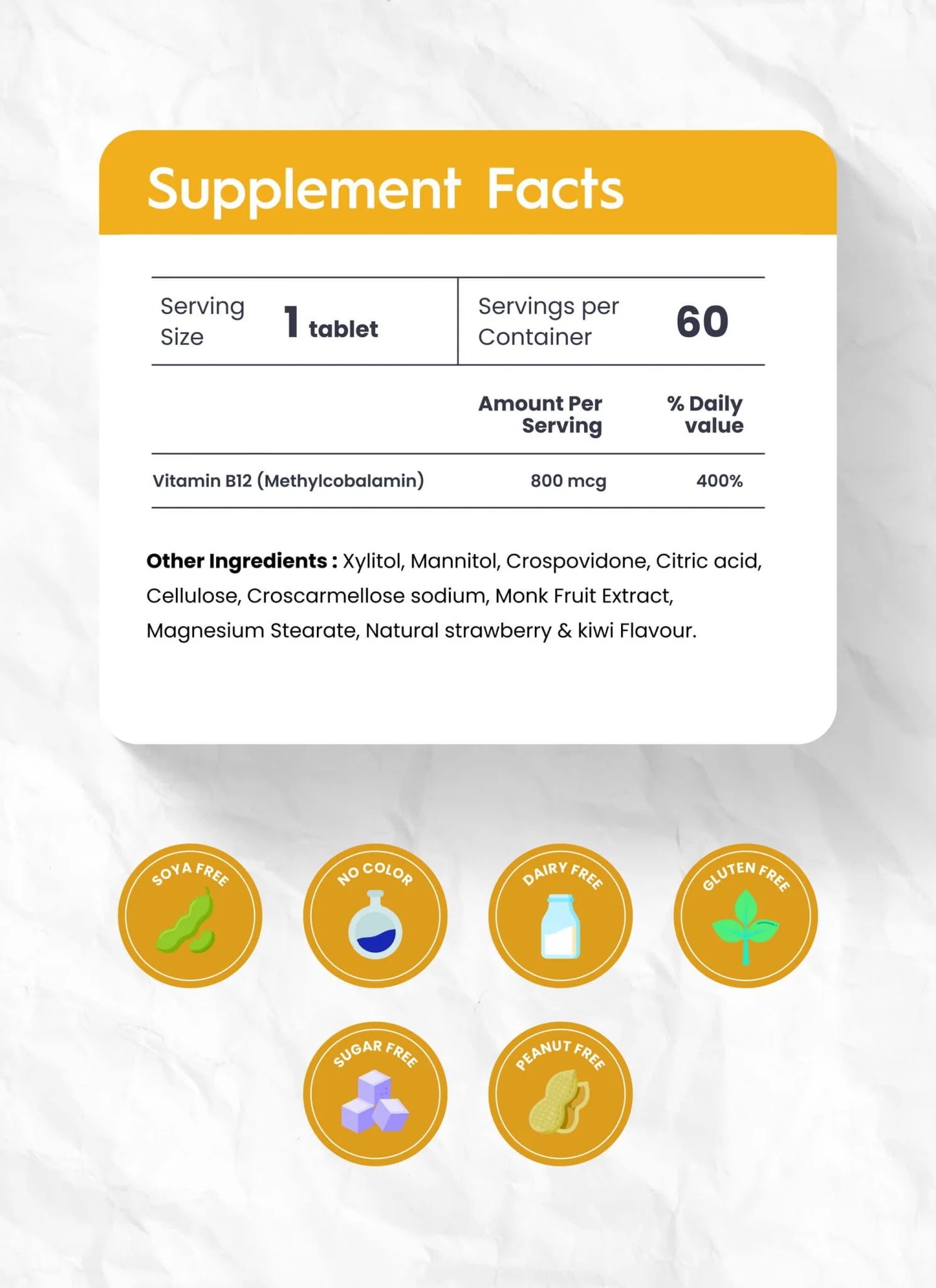 Nutra Meltz Kids Vitamin B12 800 mcg Quick-Dissolving Tablets