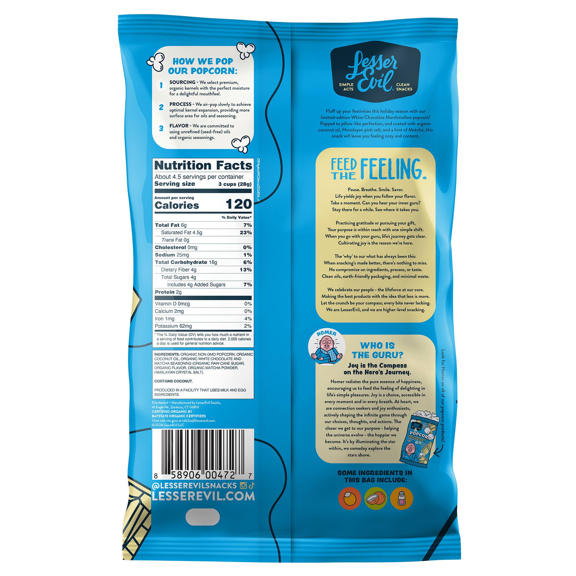 Organic Popcorn, White Chocolate Marshmallow 4.6oz