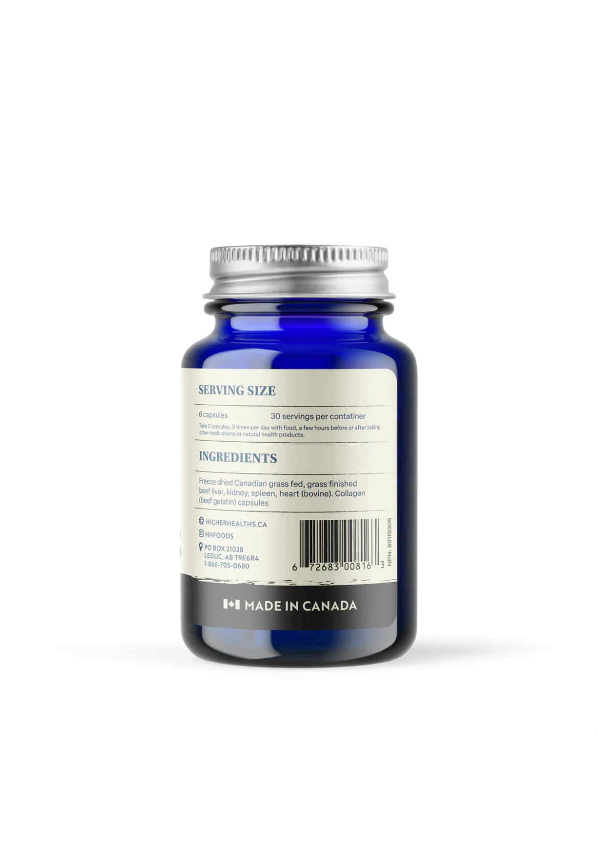 Higher Healths Beef Organs - The Everything Capsule, Bottle 180 capsules
