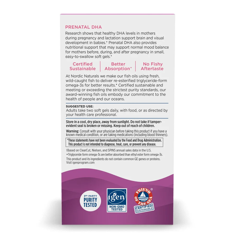 Nordic Naturals Prenatal DHA 830mg Omega-3 + 400 IU Vitamin D3