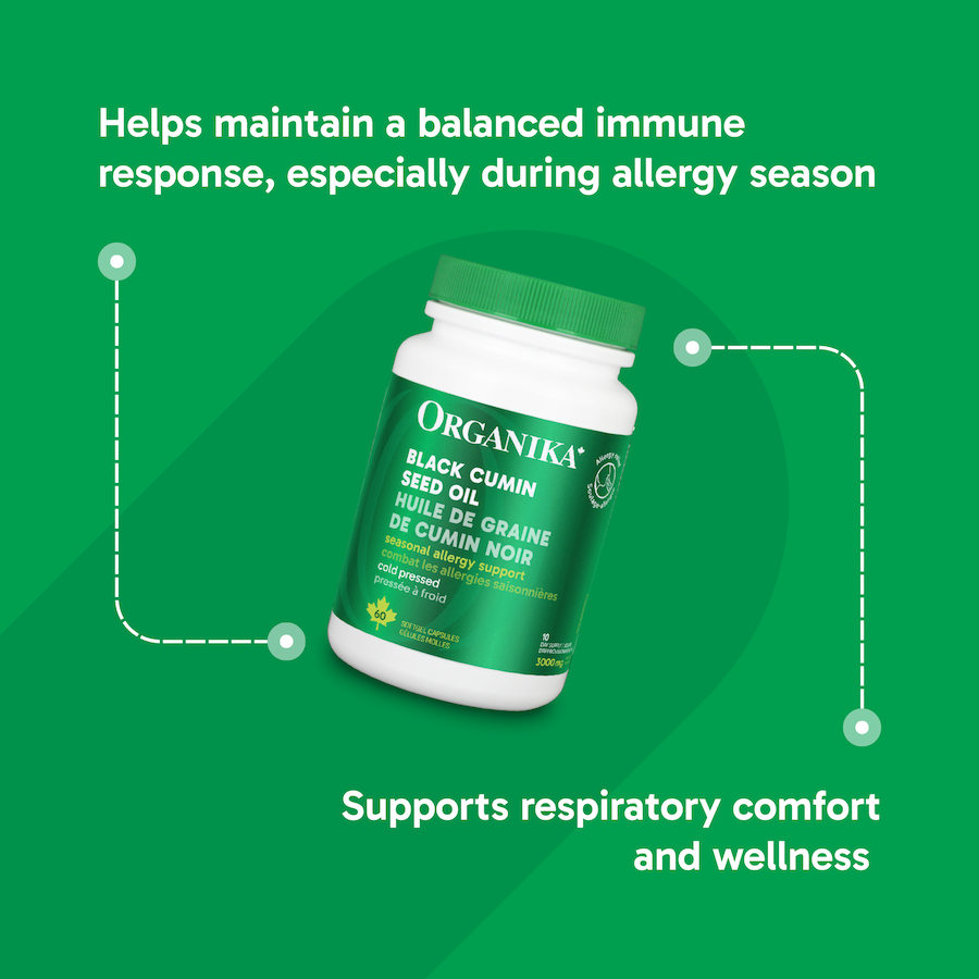 Organika Black Cumin Seed Oil 500mg Softgels - Cold-Pressed Nigella Sativa