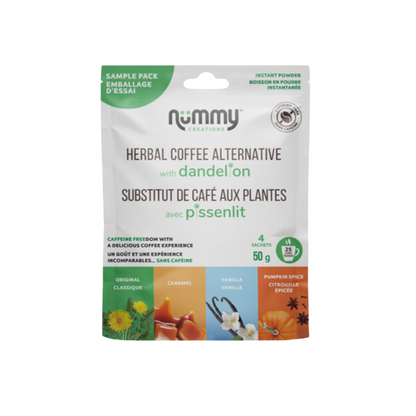 Nummy Creations, Herbal Coffee Alternative, Sample Pack - 4 Flavours 50g