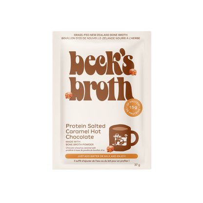 Beck's Broth packaging with a clear label and vibrant design, showcasing the product box for Beck's Broth.