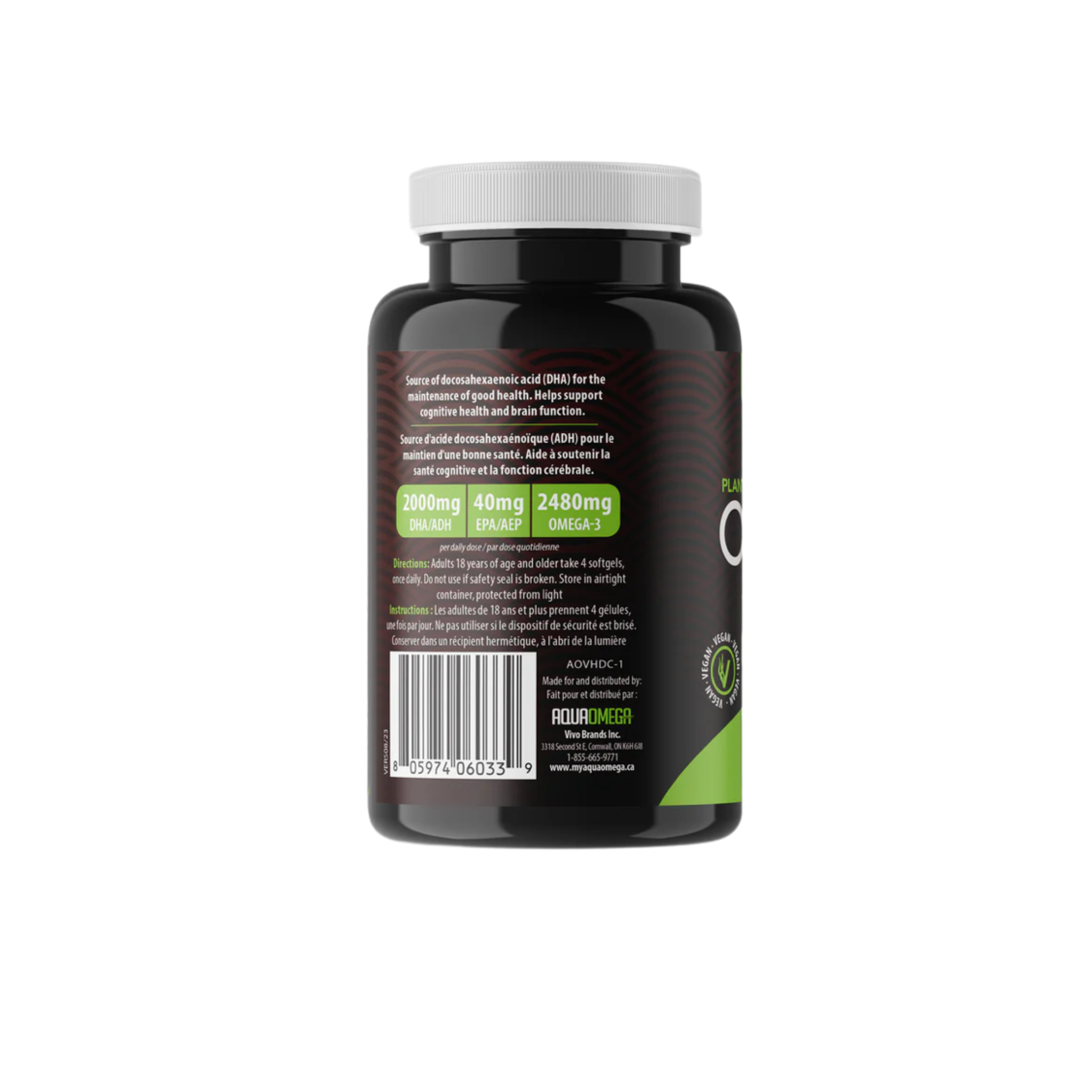 AquaOmega Plant Based Omega, 120 Softgels, Orange