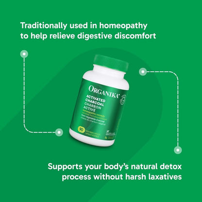 Organika Activated Charcoal 250mg Capsules - Natural Digestive Support