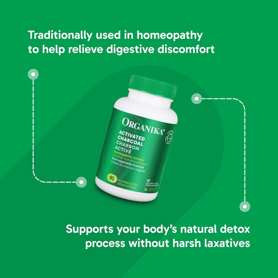 Organika Activated Charcoal 250mg Capsules - Natural Digestive Support