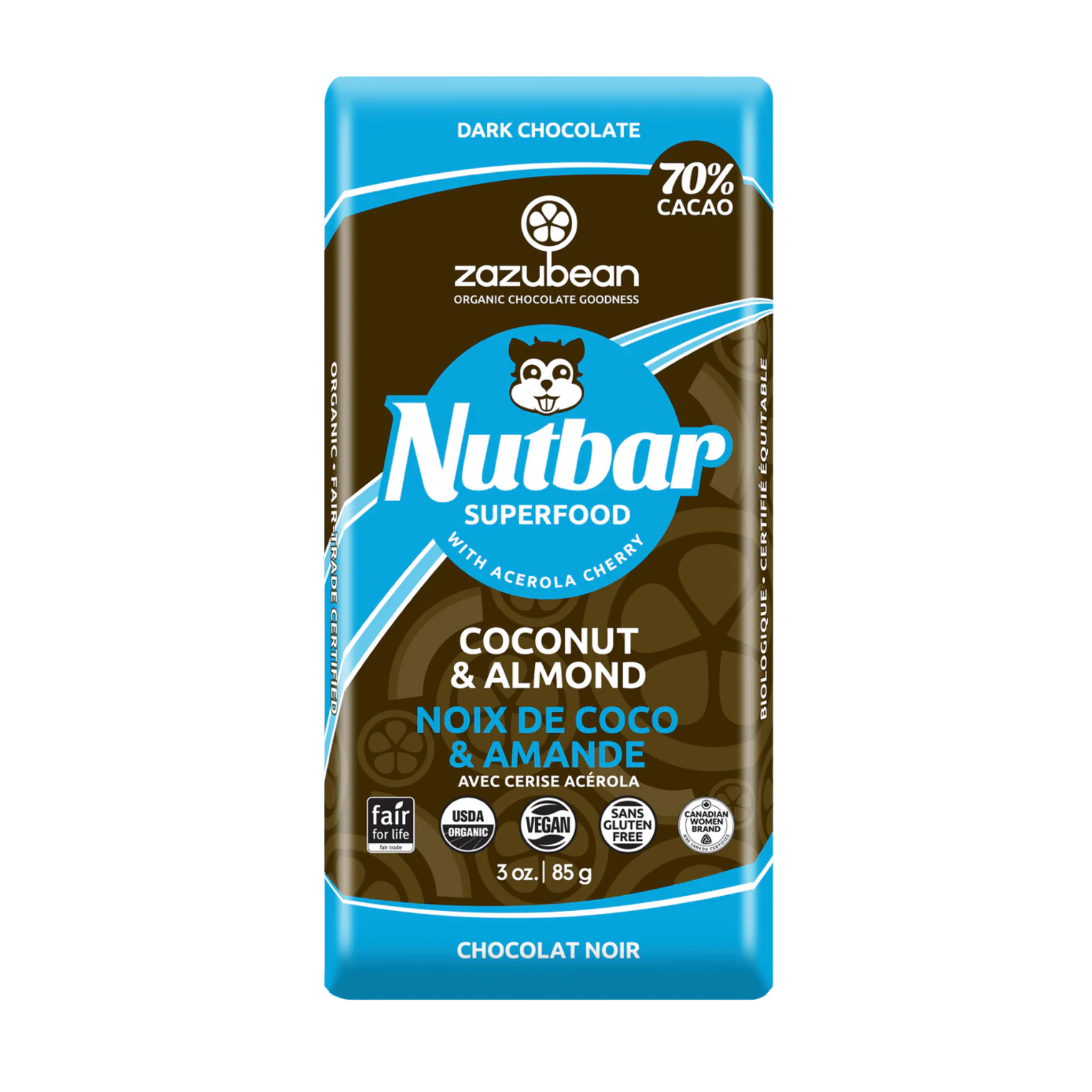 Horizon Wellness & Grocery Zazubean Chocolate bar with rich, smooth chocolate and natural ingredients, shown in the image.