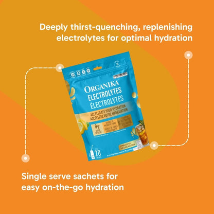 Organika Electrolytes Lemon Iced Tea Sachets - Zero Sugar Hydration with Prebiotic Fibre