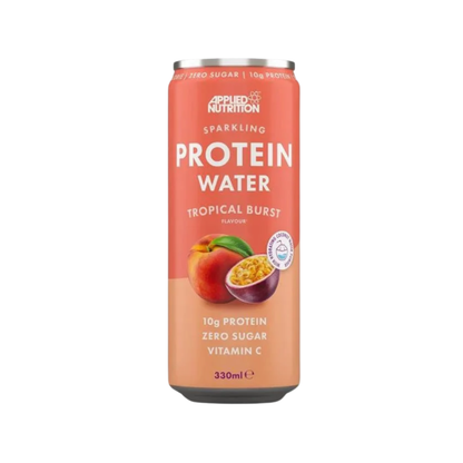Applied Nutrition Sparkling Water Protein 330ml zero sugar beverage with clear sparkling water and protein content visible in the image.