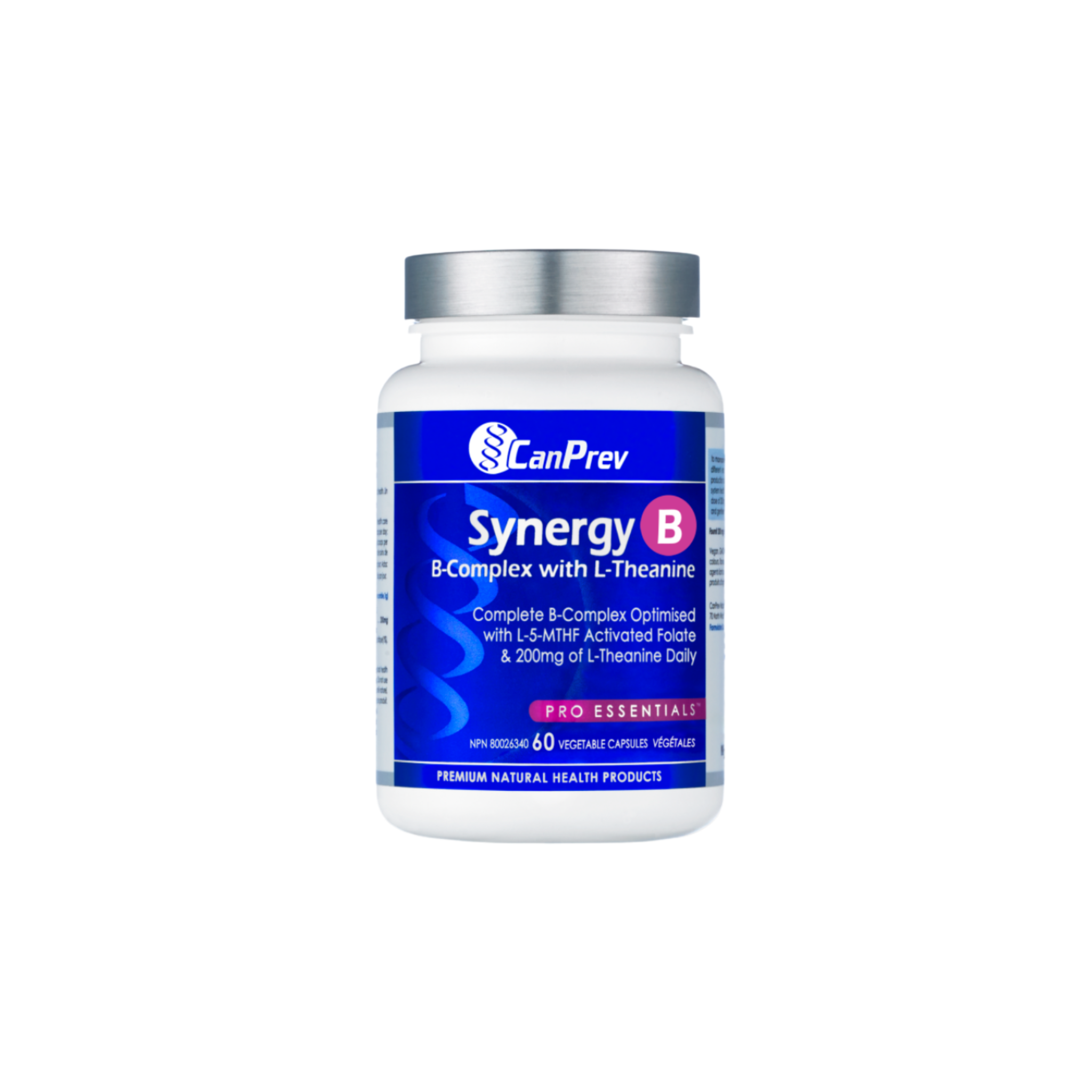 CanPrev Synergy B Complete B-Complex with L-Theanine - 60 Vegetable Capsules