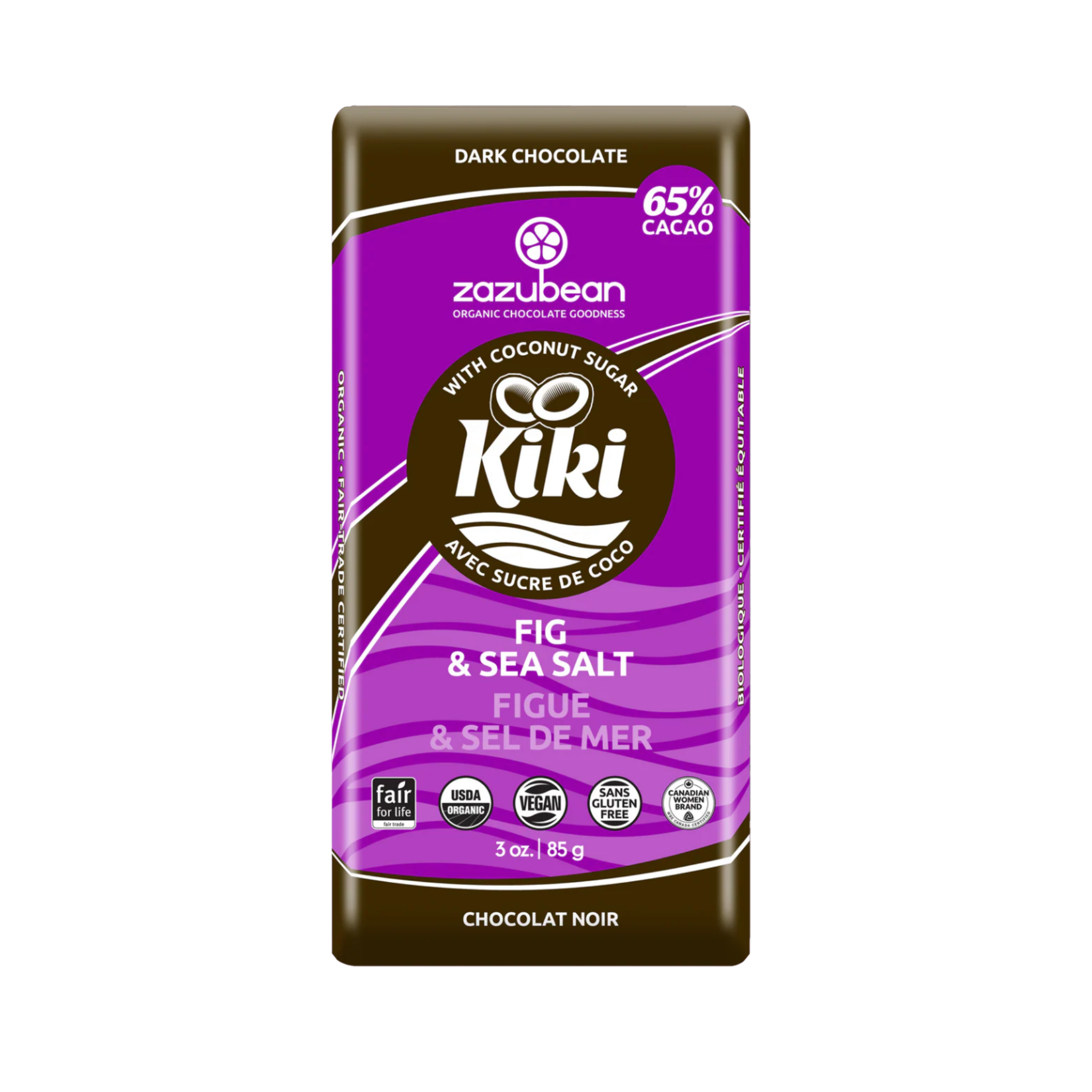 Horizon Wellness & Grocery Zazubean chocolate bar with dark chocolate and cocoa beans on packaging.