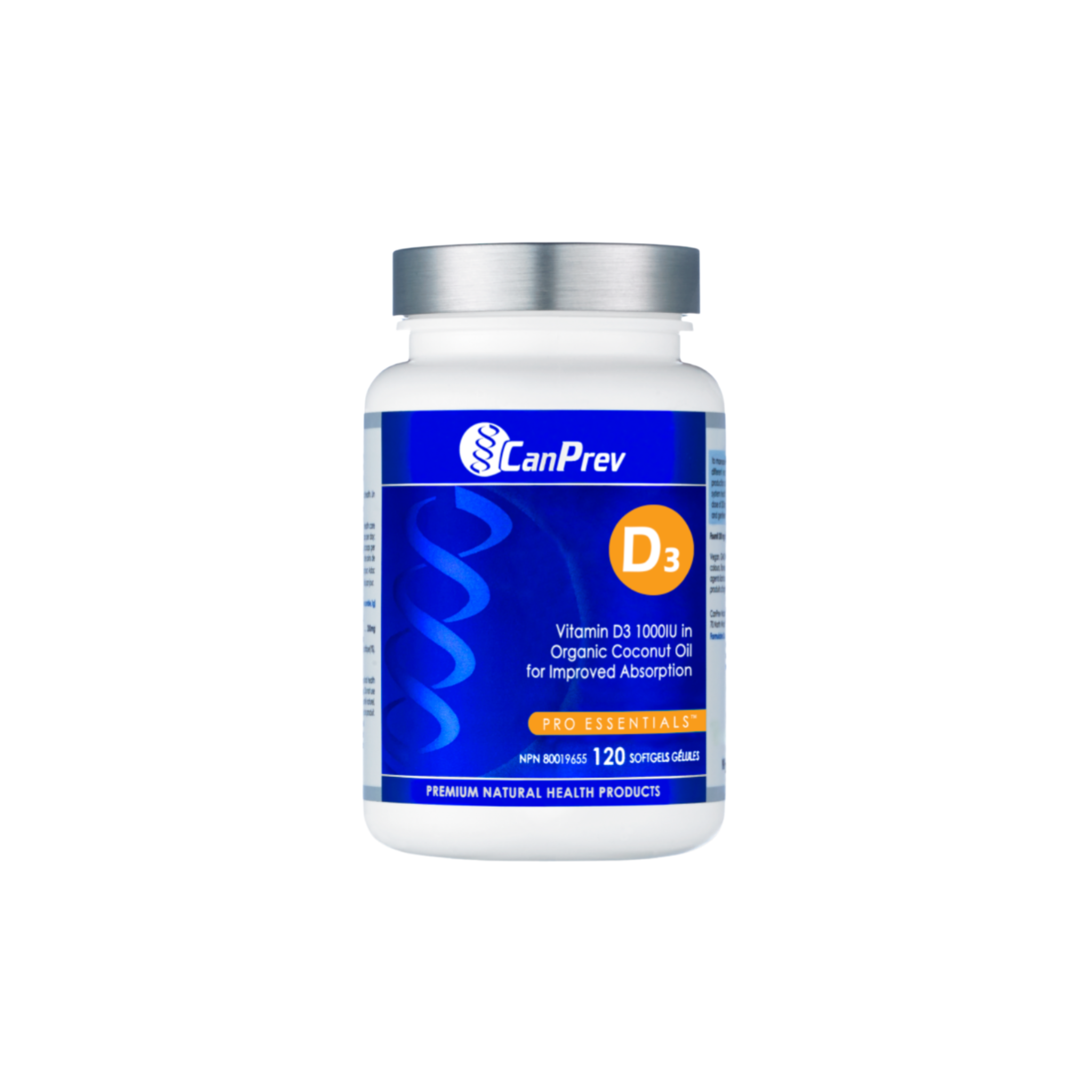 CanPrev D3 1000 IU Softgels with Organic Coconut Oil