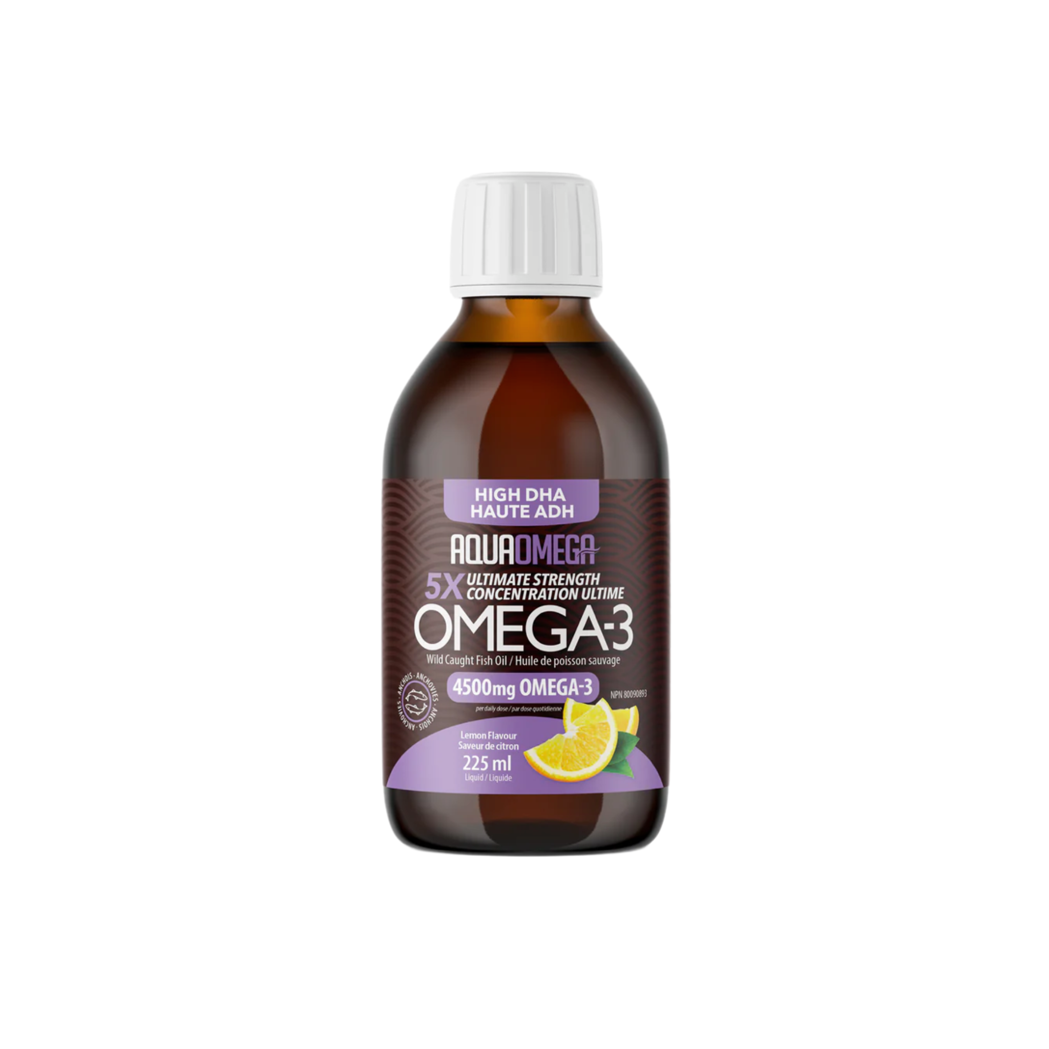 AquaOmega 5X Ultimate Strength DHA - Lemon 225ml