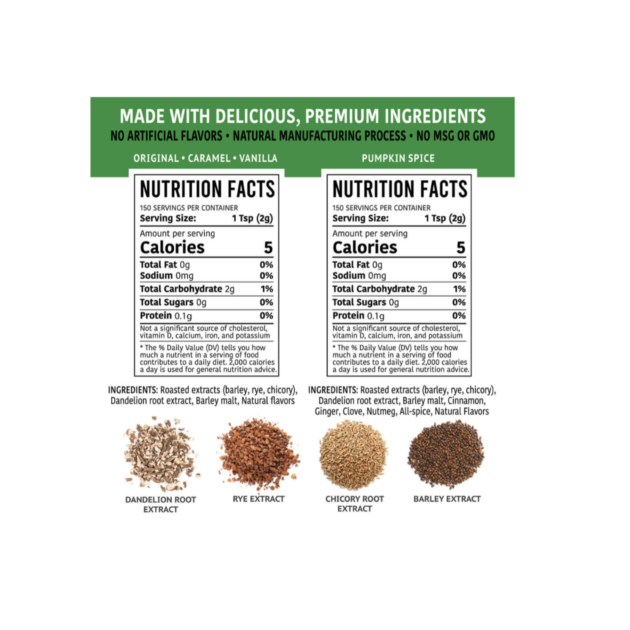 Nummy Creations, Herbal Coffee Alternative, Sample Pack - 4 Flavours 50g
