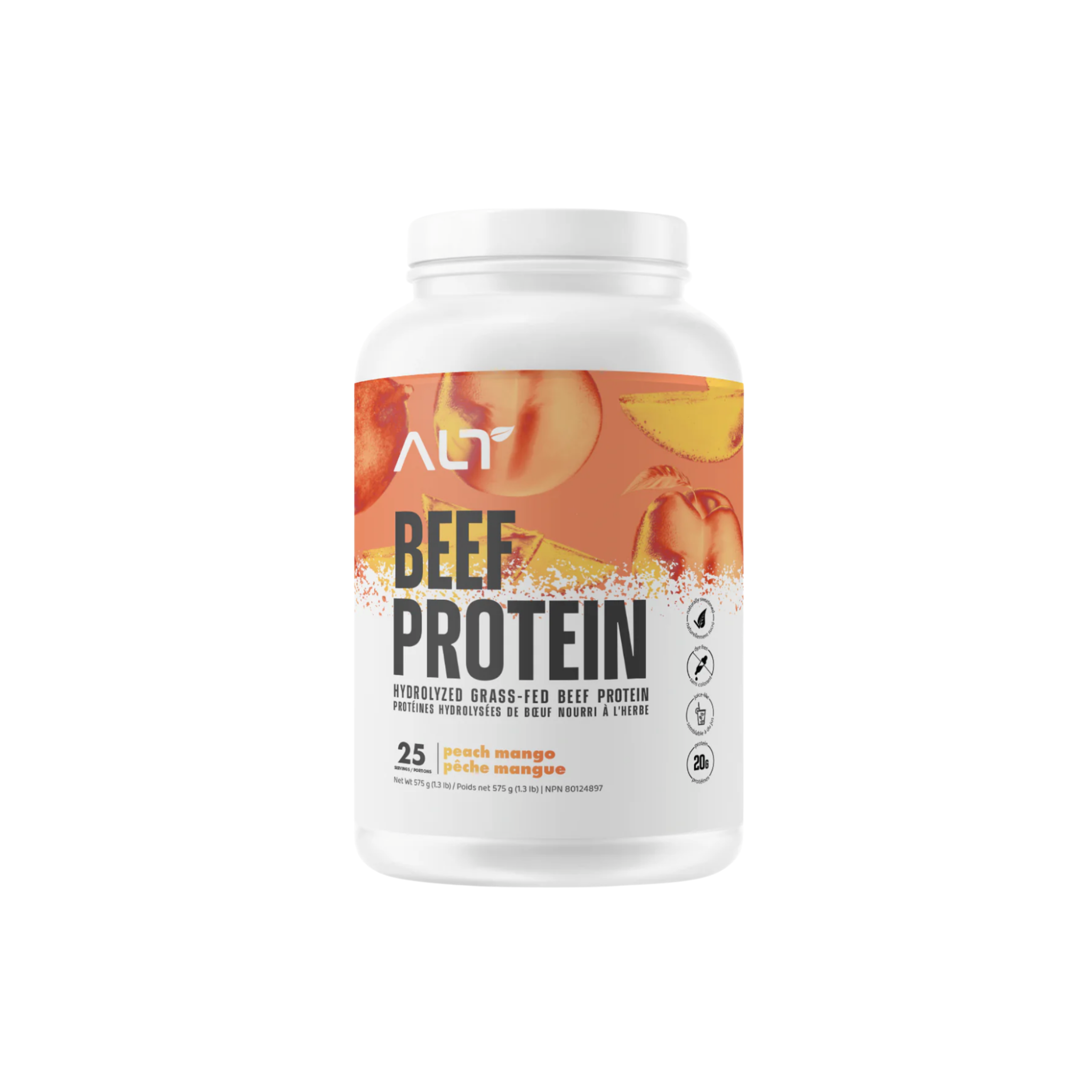 ALT Grass Fed Beef protein Isolate, Peach Mango - 25 Servings