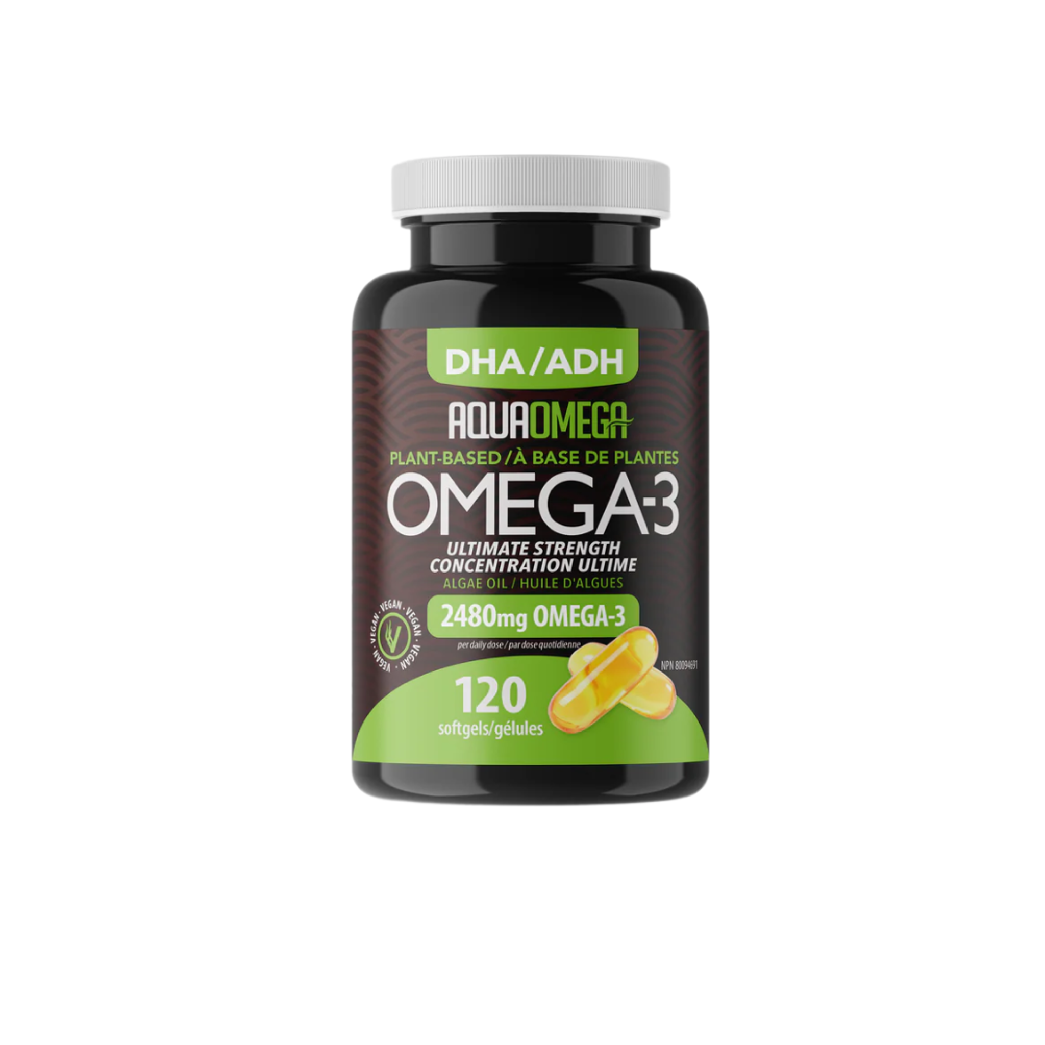 AquaOmega Plant Based Omega, 120 Softgels, Orange