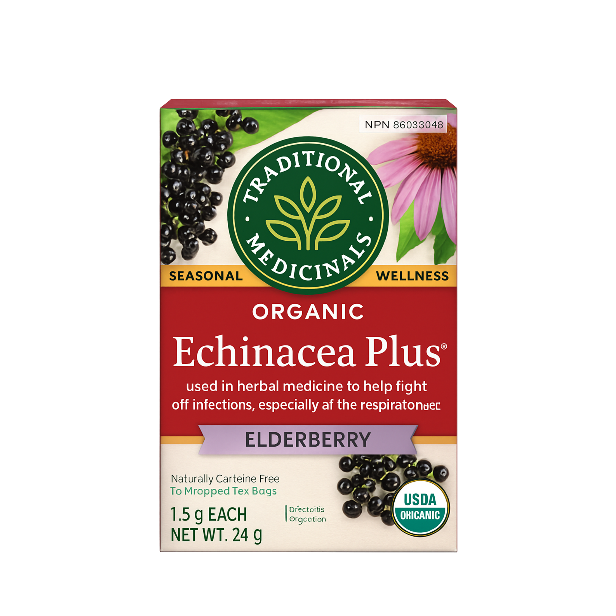 Traditional Medicinal herbal tea box with 16 tea bags, featuring natural packaging and product branding on the label.