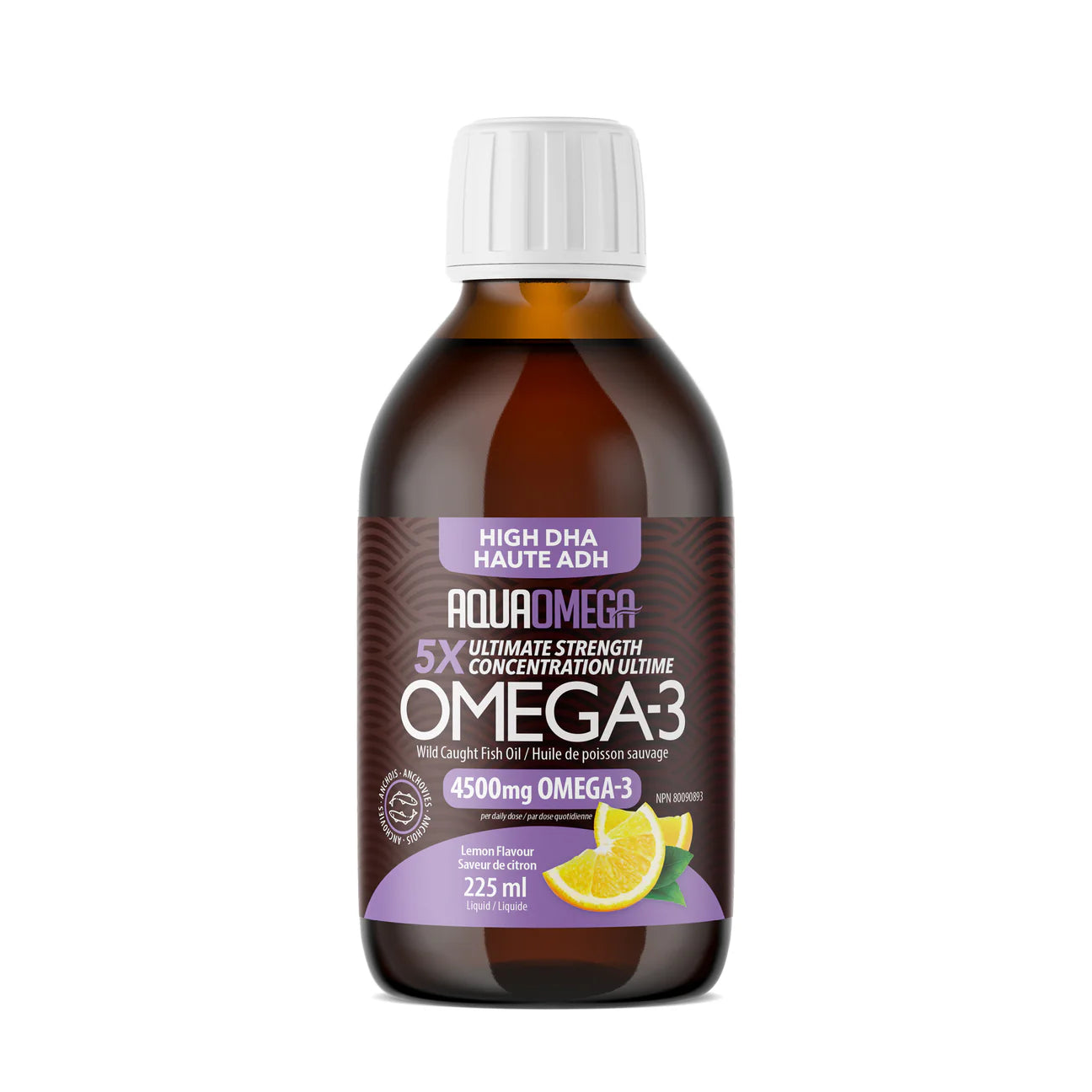 AquaOmega High DHA Omega-3 Liquid - 5X Ultimate Strength Brain Support
