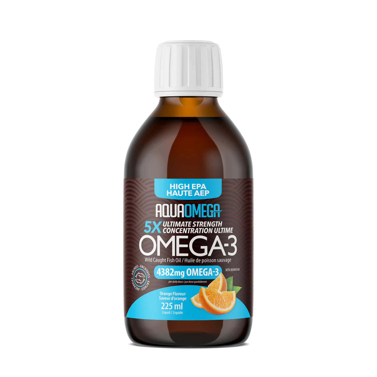 Aqua Omega 5X Ultimate Strength EPA Omega-3 Liquid - Orange Flavor
