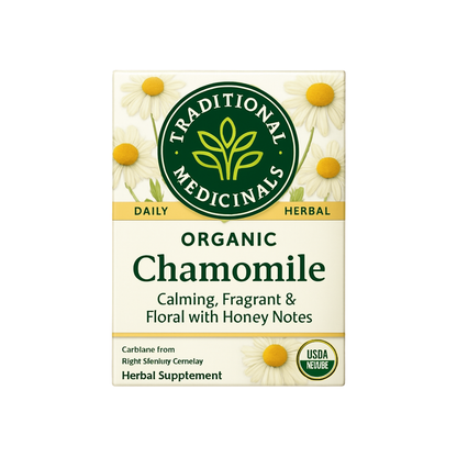Traditional Medicinals herbal tea box with 16 tea bags, featuring natural ingredients and traditional medicinal blends.