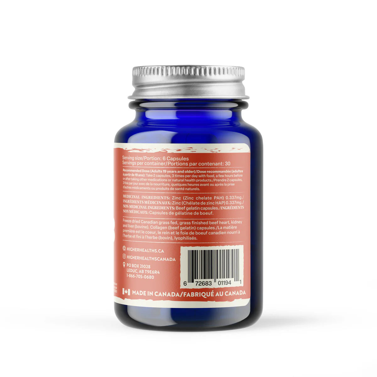 Higher Healths CORE3 Beef Organ Complex (Bottle) - Liver, Heart & Kidney Capsules
