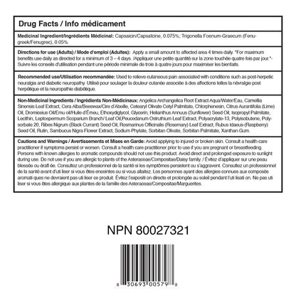 LivRelief Extra Strength Nerve Pain Relief Cream, fast-acting topical formula for nerve pain, shown in the drug facts label image.