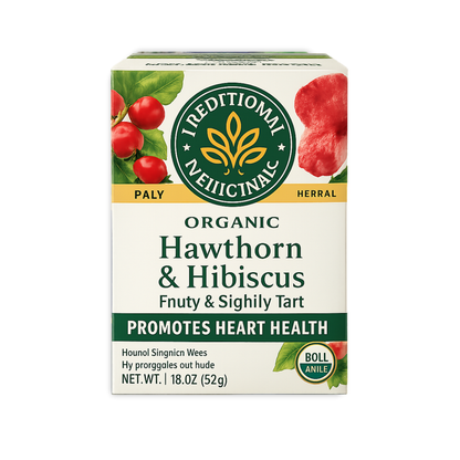 Traditional Medicinals herbal tea box with 16 tea bags, featuring a natural, calming tea blend in a colorful package.