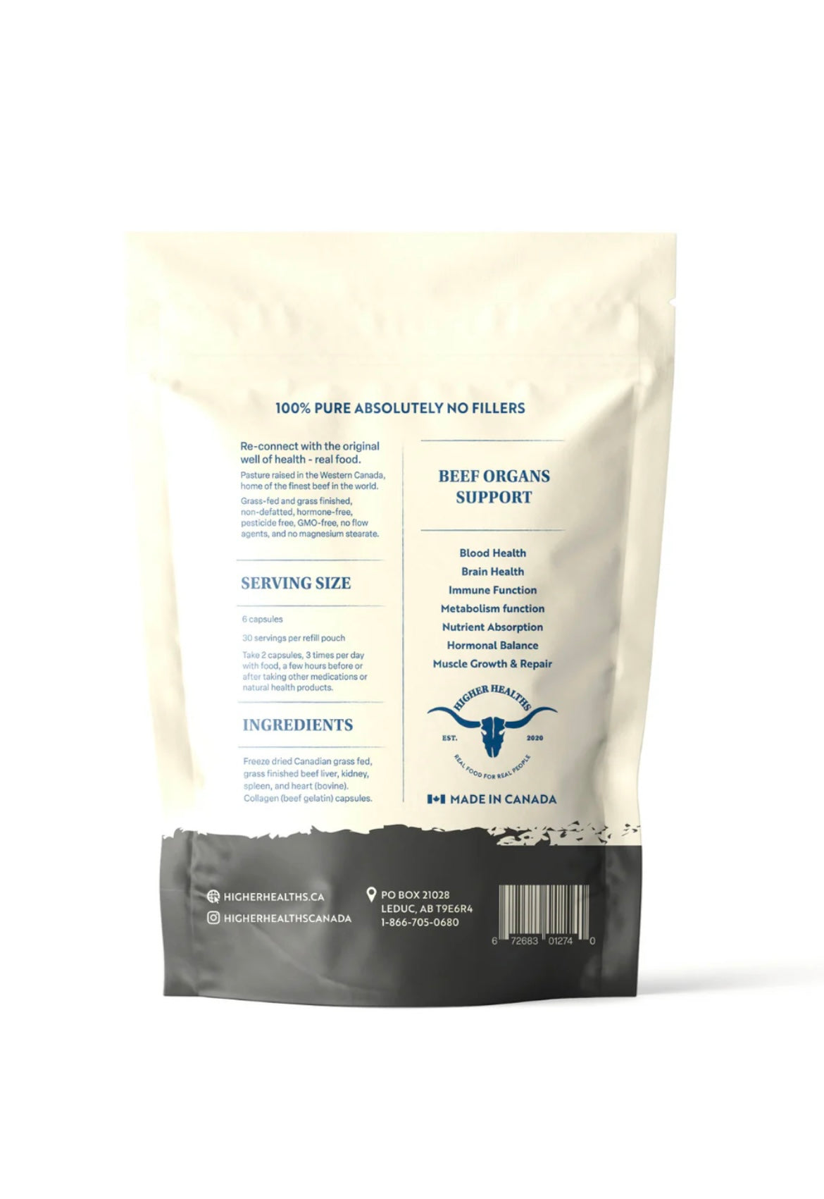 Higher Healths Beef Organs - The Everything Capsule, Bag 180 capsules