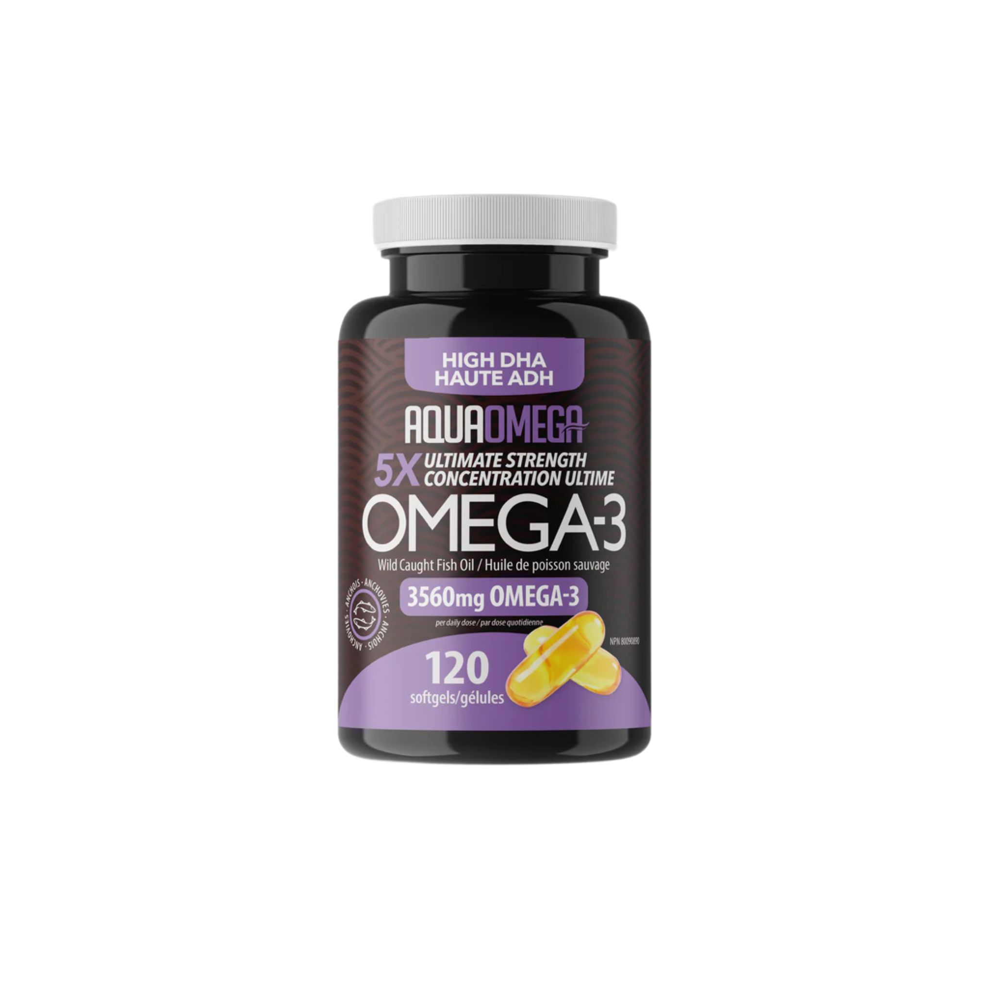 AquaOmega 5X HIGH DHA, lemon - 120 Softgels