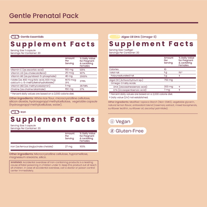 Bird&Be The Gentle Prenatal Pack - Essential Pregnancy Vitamins for Nausea Relief