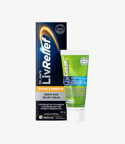 LivRelief Extra Strength Nerve Pain Relief Cream in a tube, fast-acting topical formula for nerve pain relief.